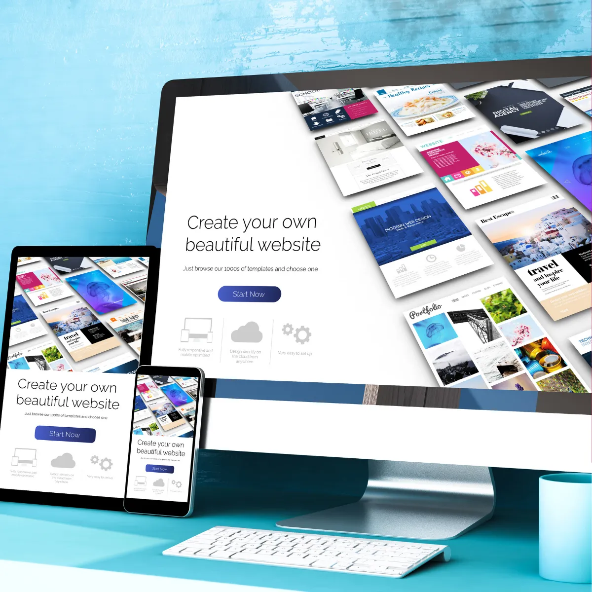 Is Kadence a Full Site Editing (FSE) Theme? pc screen, ipad and mobile display wordpress themes that replicates building your own website or usingan FSE theme.