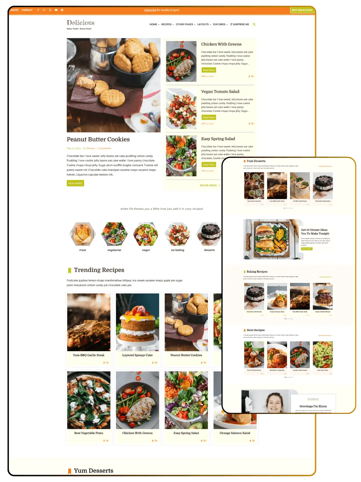 Delicious Pro Theme - ipad and mobile view