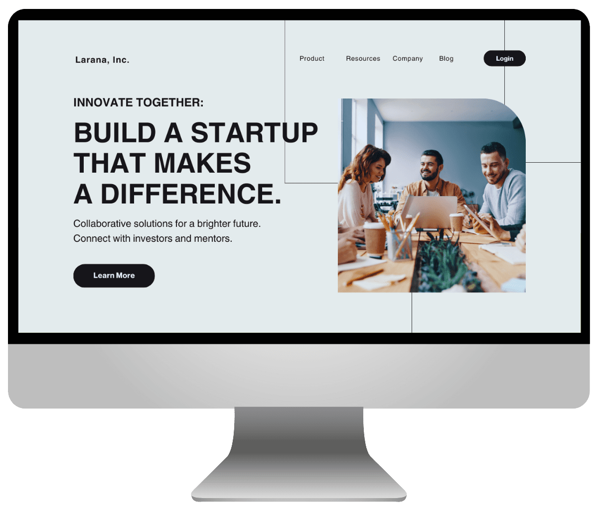 Designer Website Without The High Price Tag! an image describing 3 people sat at a table casually talking about building a website.