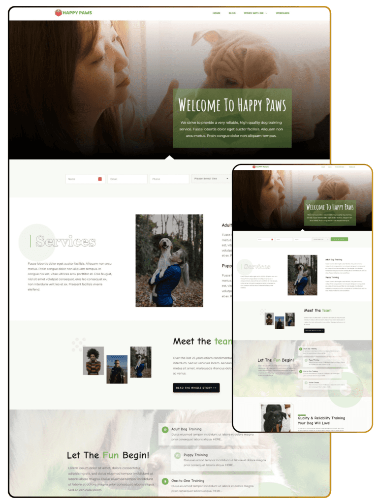 Happy Paws Homepage optimized