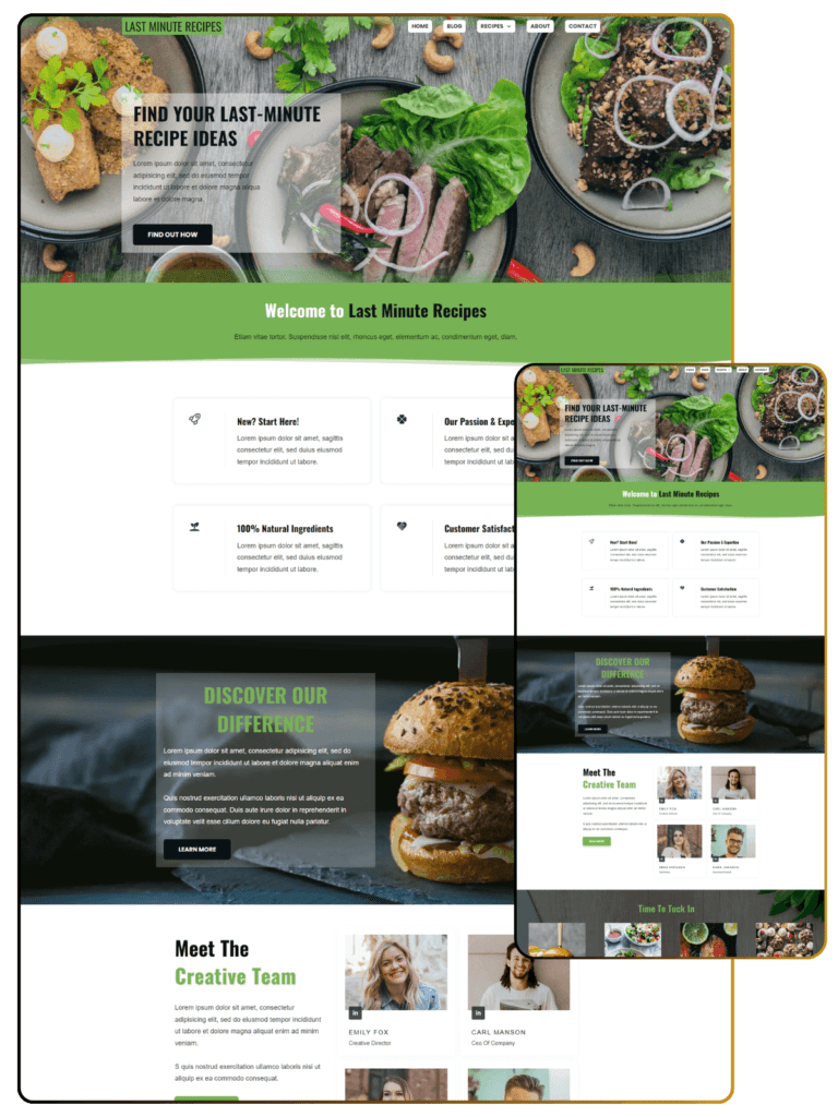 Last Minute Recipes Homepage optimized