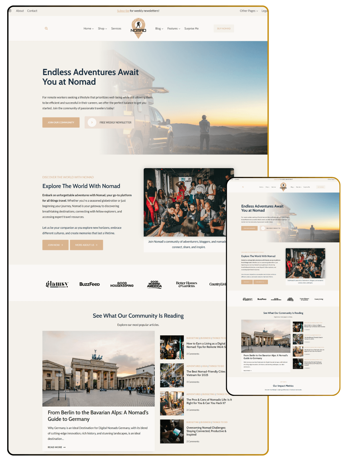 Nomad Theme Nomad image displaying mobile version.