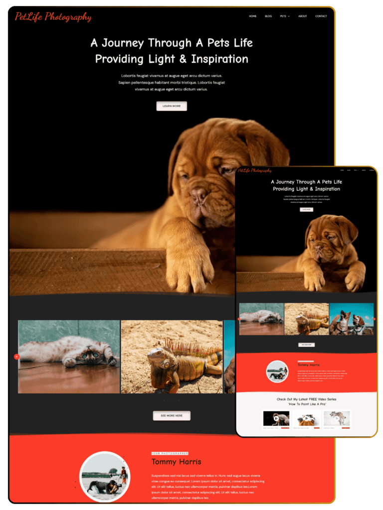 Pet Life Photography Homepage optimized