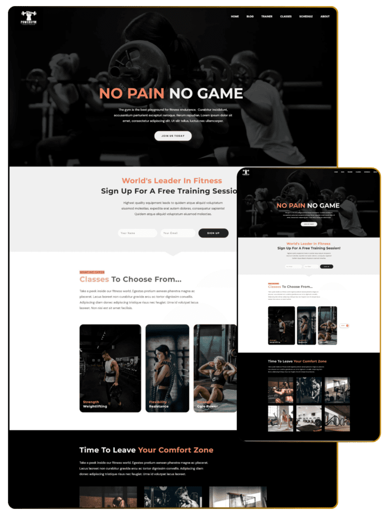 Power Gym Homepage optimized
